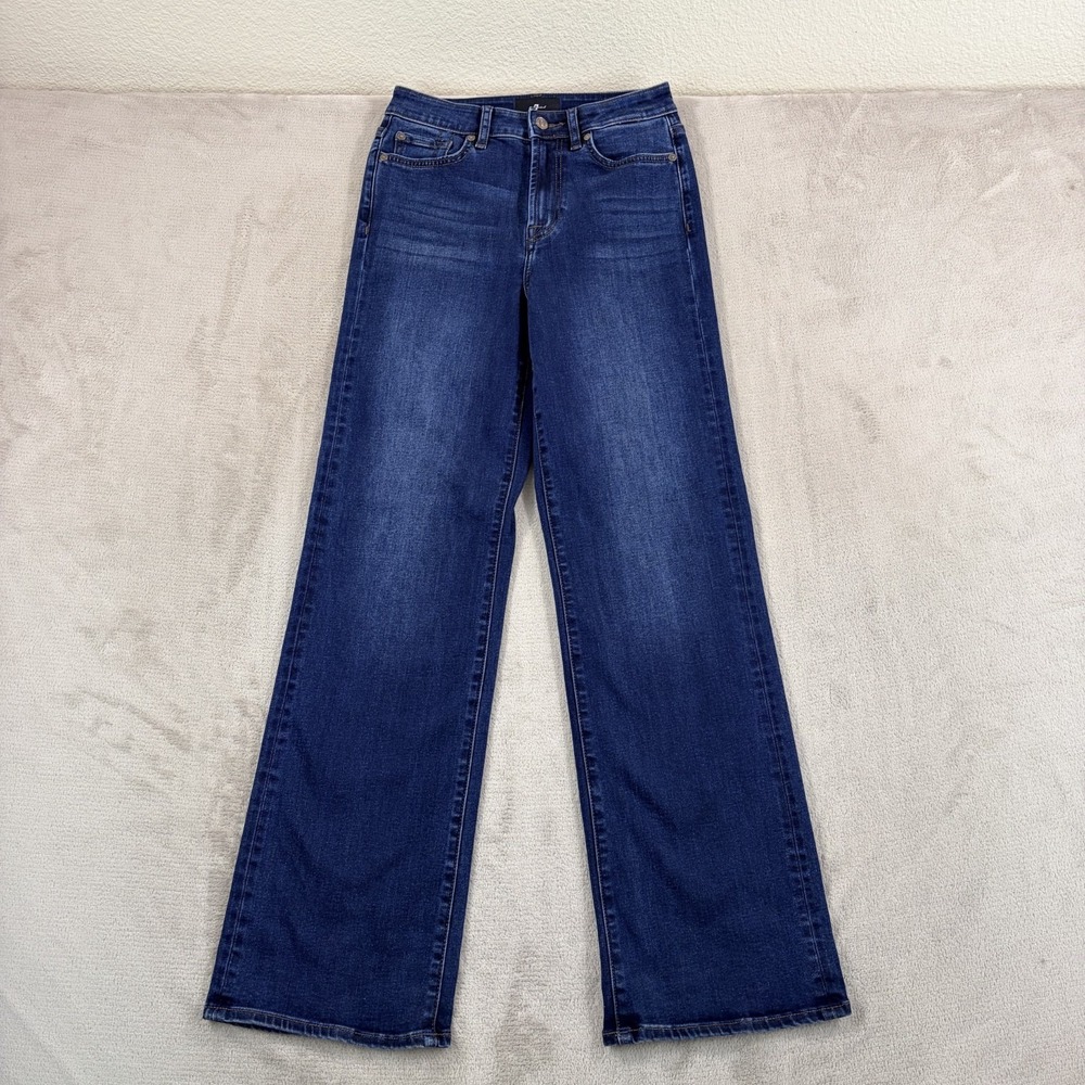 7 For All Mankind Alexa Straight Leg Jeans in Blue Women 26 Stretch Mid Rise
